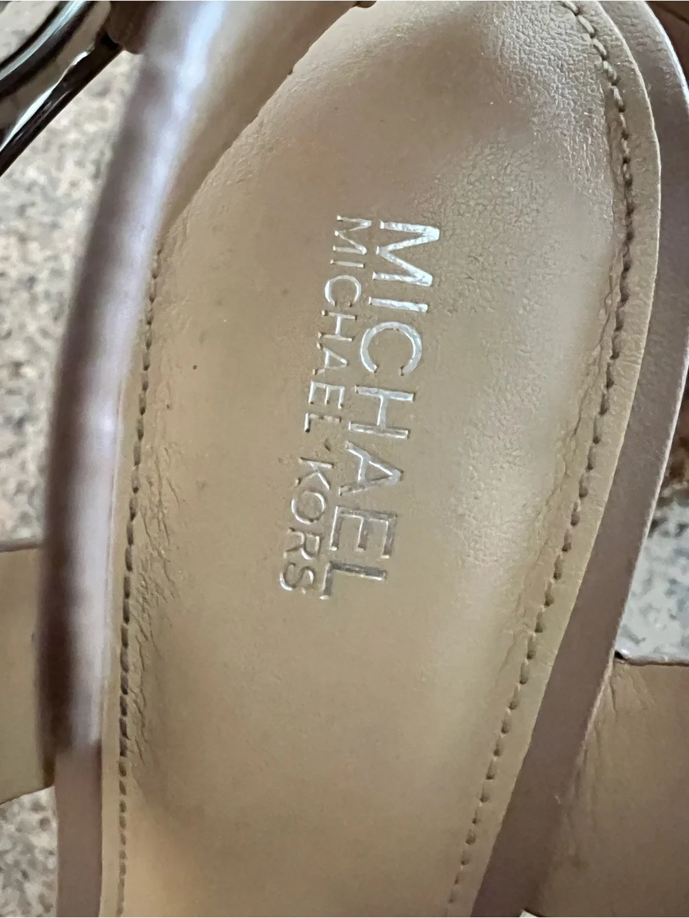 MICHAEL Michael Kors Carla Nude Leather Platform Sandals Heels Size 8M